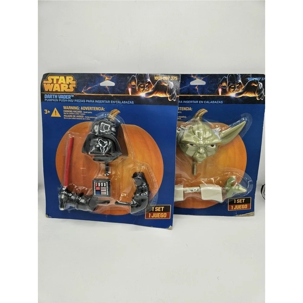 Disney Star Wars Darth Vader Yoda Pumpkin Push Ins, Halloween Decor NEW
